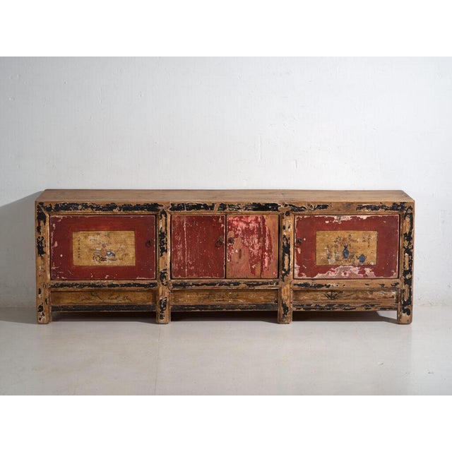 Antique Qing Dynasty Bogu Shanxi Cabinet or Sideboard in Painted Pine For Sale - Image 6 of 14