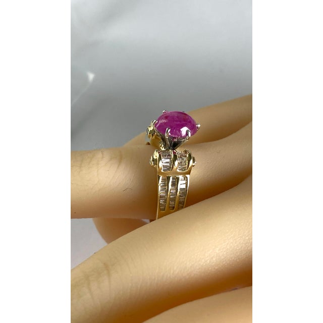 Metal Gia Certified No-Heat Burma Ruby and Diamond 14 Karat Yellow Ring Size 8.25 For Sale - Image 7 of 8