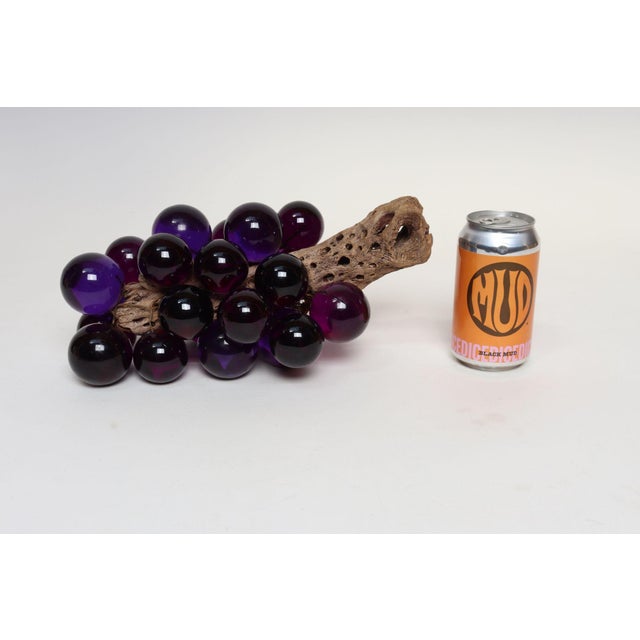 Purple Mid-Century Modern Purple Lucite Acrylic and Driftwood Grape Cluster Centerpiece For Sale - Image 8 of 14
