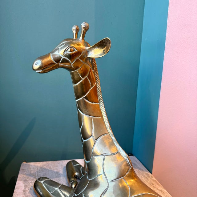 Brass Vintage Large Brass Giraffe Statue For Sale - Image 8 of 9