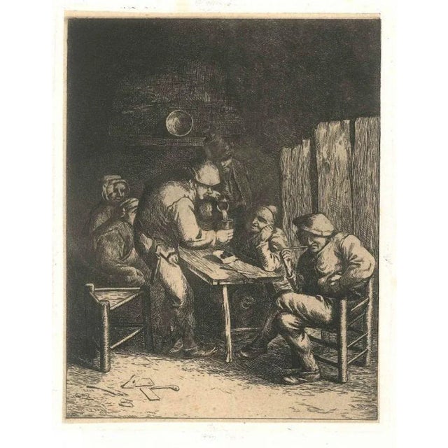 Scène de Bistrot - Unknow Artist After Adrian Van Ostade - 18th Century 18th Century For Sale - Image 3 of 3