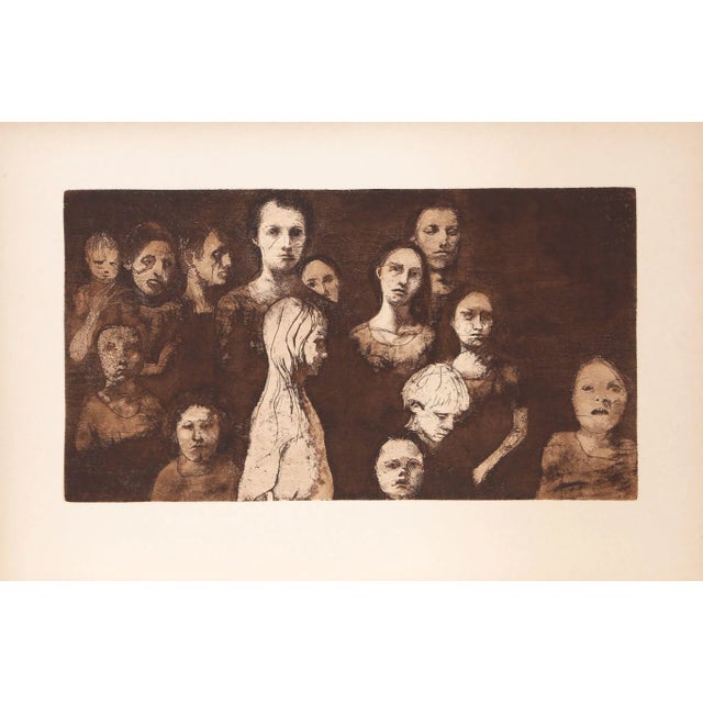 Artist: Unknown Title: Untitled - Women and Children (1) Year: circa 1965 Medium: Etching on Arches Paper Image Size: 9 x...