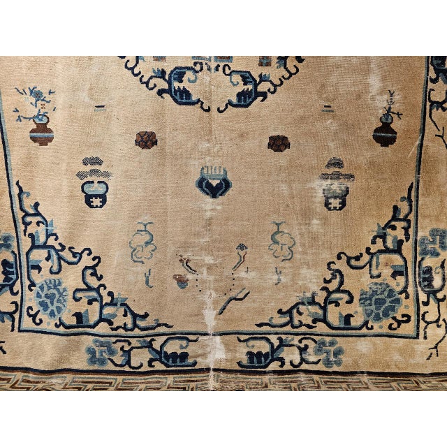 19th Century Chinese Peking Rug, Handwoven Wool, Good Fortune Symbols, 8' x 11' For Sale - Image 14 of 18