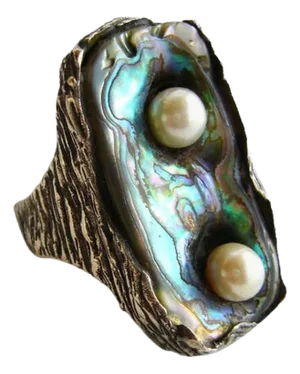 Ursula Hammil Abalone Shell Pearl American Modernist Studio Ring