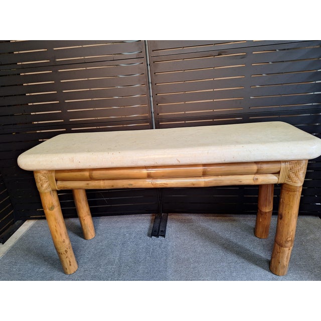 1960s Antonio Budji Layung Style MCM Tessellated Stone Console Table For Sale In Mobile - Image 6 of 7
