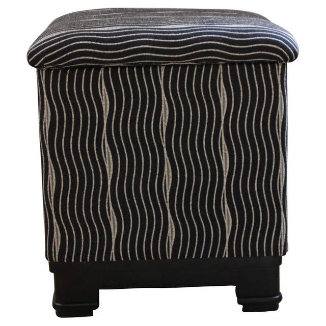Beautiful Art Deco "Laundry" Tabouret Stool / Pouff with up-foldable lid / seat and storage space inside. Ebonized and...