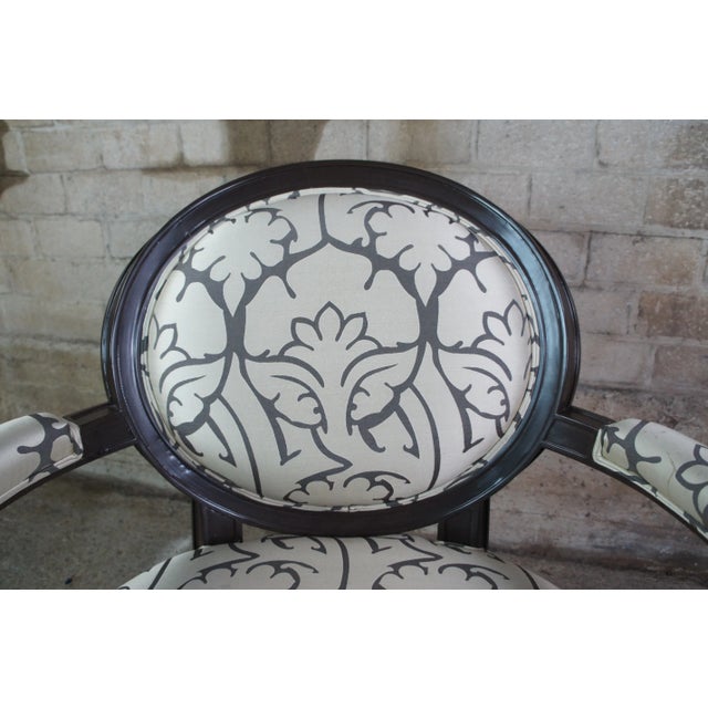 2 Brunschwig Fils French Louis XVI Library Club Modern Fauteuil Arm Chairs For Sale - Image 11 of 13