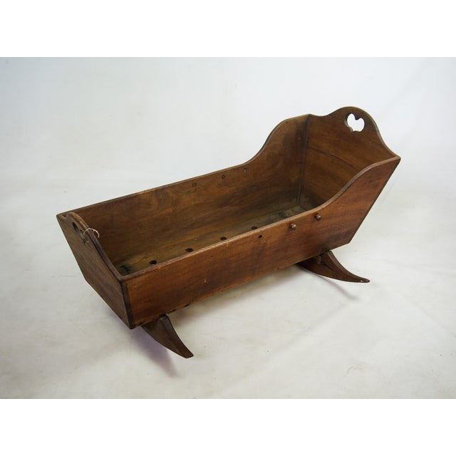 19th Century Antique Handmade Wooden Rocking Cradle Chairish