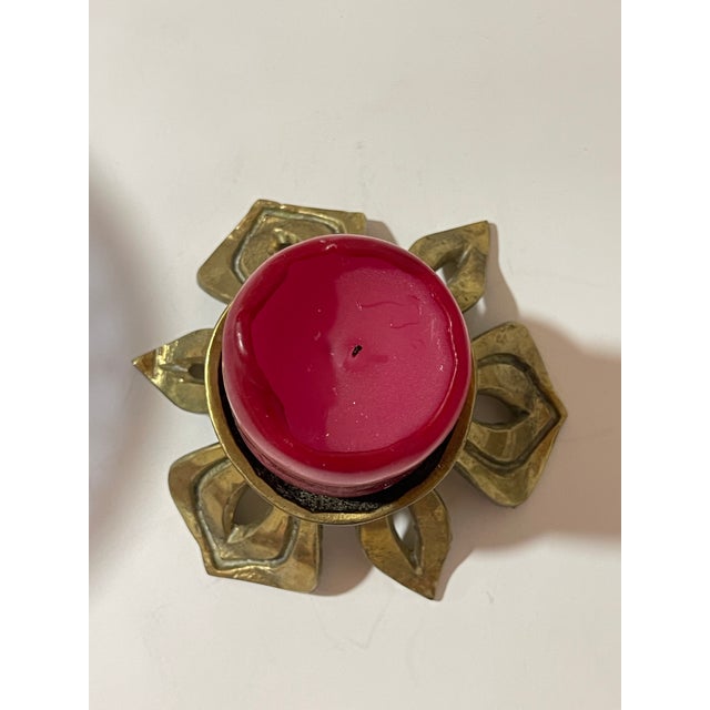Brutalist Brass Flower Candle Holder For Sale - Image 11 of 11