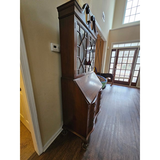 Chippendale Antique 1950s Maddox Chippendale Mahogany Secretary Desk For Sale - Image 3 of 12