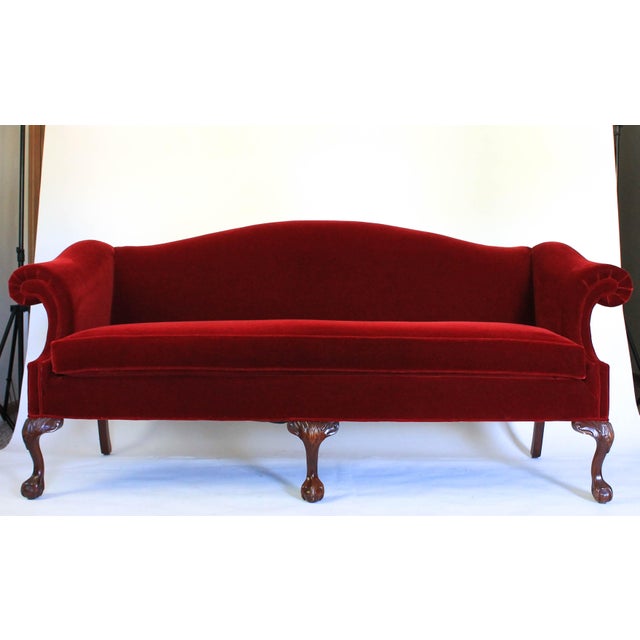 Red Velvet Camelback Sofa Chairish