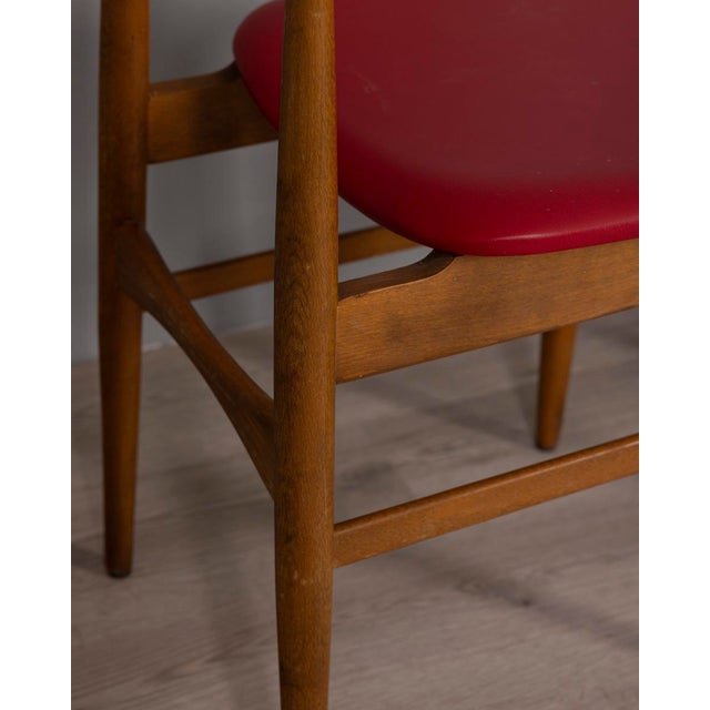 Brown Vintage Italian Chairs in Wood and Leather, 1960s, Set of 2 For Sale - Image 8 of 14