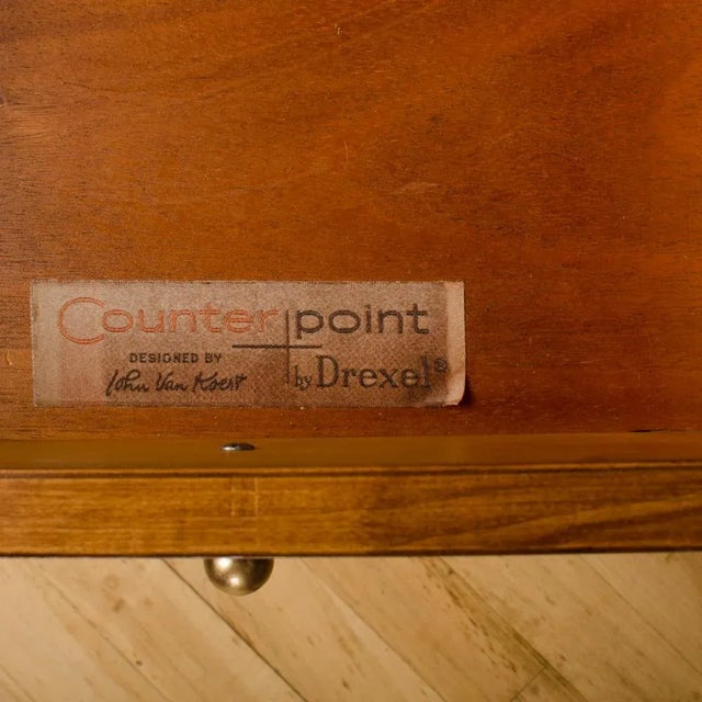 Mid-Century Walnut Desk With Side Extension Designed by John Van Koert for Drexel For Sale - Image 11 of 13