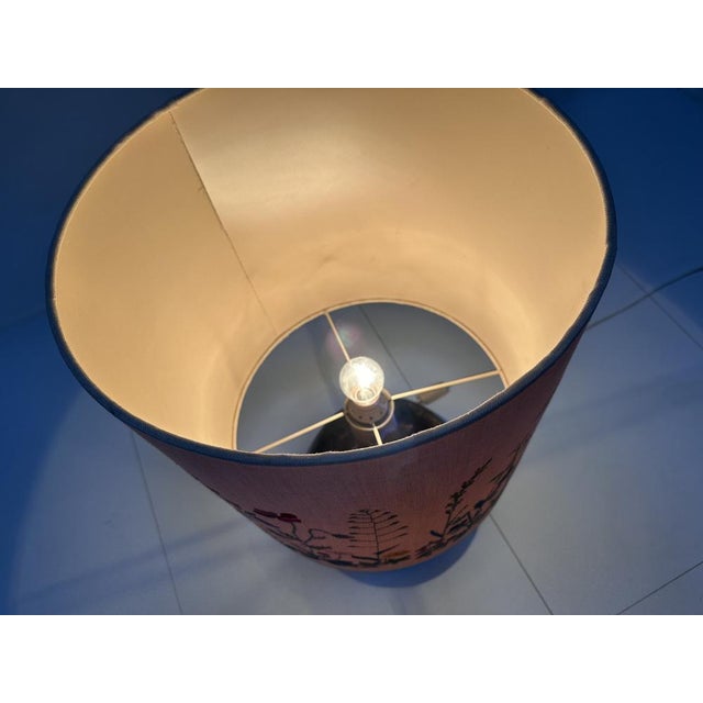 Large Danish Glazed Ceramic Table Lamp with Embroidered Wildflowers Decor by Gerda Bengtsson, 1960s For Sale - Image 16 of 18