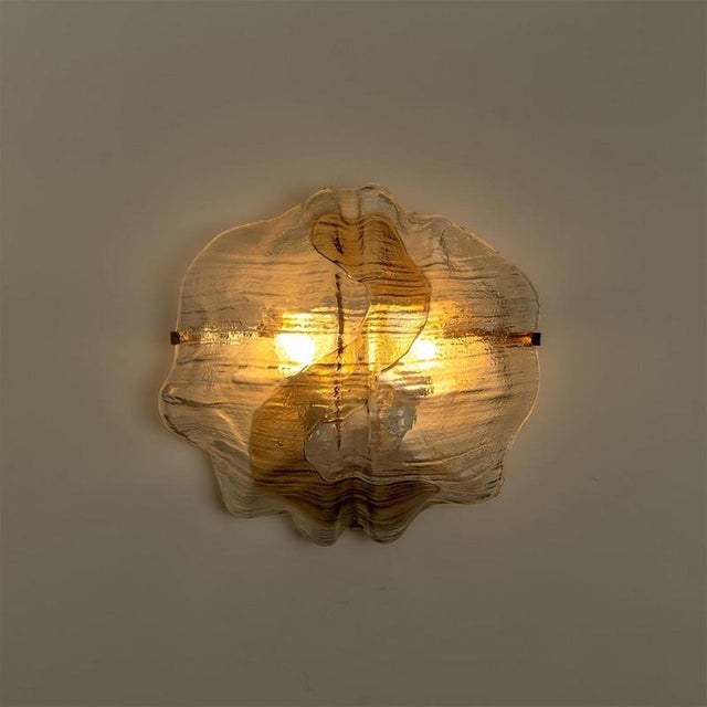 1970s Amber and Clear Glass Wall Light attributed to J. T. Kalmar, 1970 For Sale - Image 5 of 13