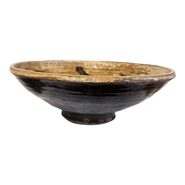 Mid-Century Modern Studio Pottery Large Bowl – Abstract Stoneware For Sale