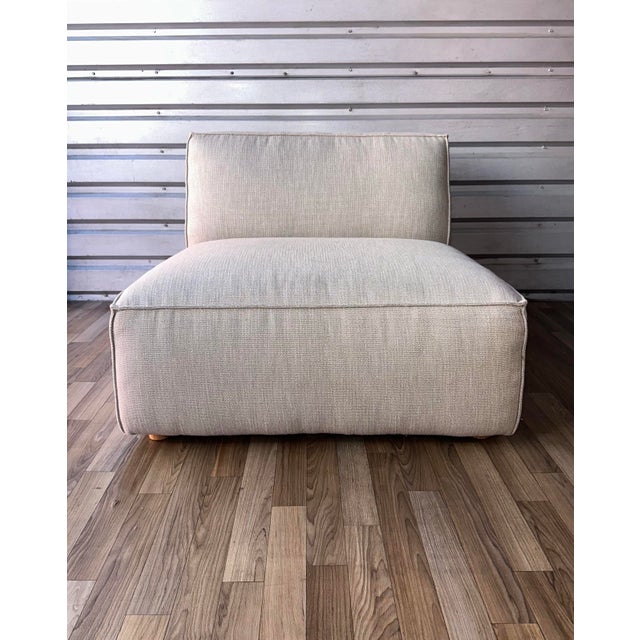 Textile Restoration Hardware Como Modular Armless Chair- Two Tone Linen For Sale - Image 7 of 8