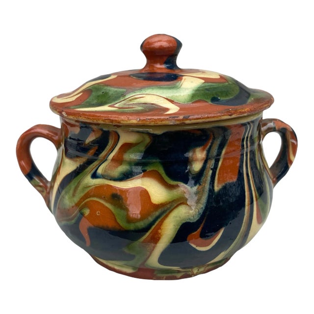 Small Majolica Lidded Tureen Mixed Earths , Circa 1890 For Sale