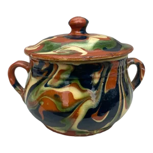 Small Majolica Lidded Tureen Mixed Earths , Circa 1890