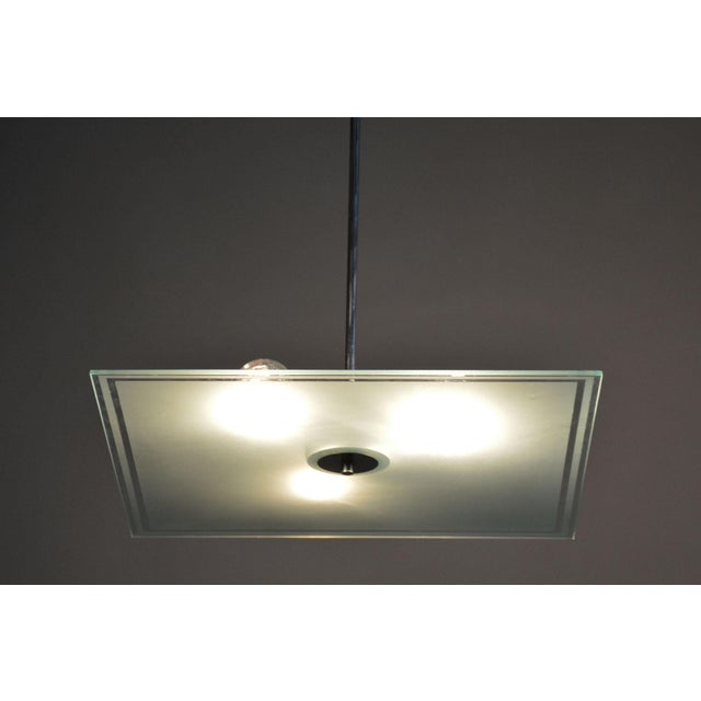 Czech Bauhaus Pendant in Chrome-Plated Steel and Frosted Glass, 1930s For Sale - Image 9 of 10