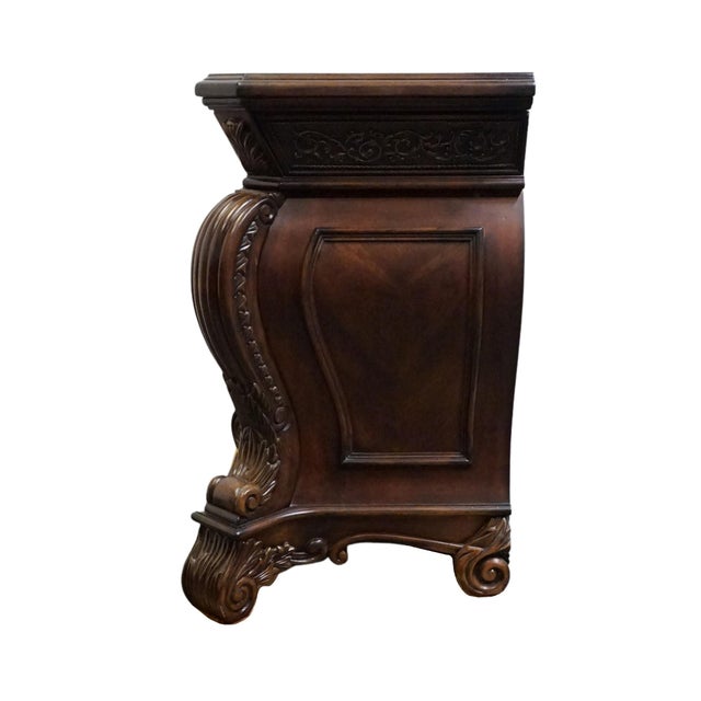 Aico Michael Amini Romanza Collection Old World Baroque 38" Bombe Nightstand - Deep Claret Finish 74040-56 For Sale - Image 11 of 15