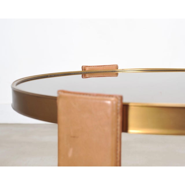 Ralph Lauren Dalton Side Drink Table Brass Leather and Glass For Sale - Image 11 of 18