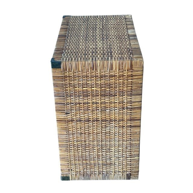 Vintage Rattan Two Door Chest, Campaign/ Regency Style, Boho For Sale - Image 4 of 12