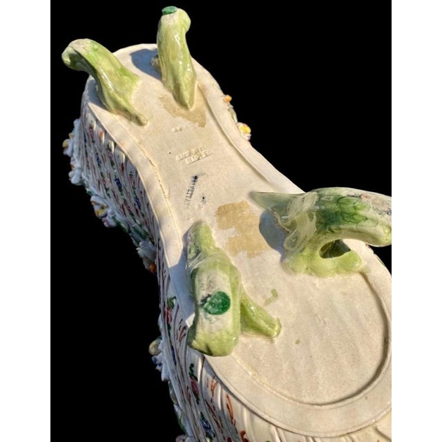 Antique Handmade Faience Italian Bread Basket For Sale - Image 11 of 12