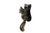 A black and yellow brass door knocker shaped like a squirrel. Cast in a listening pose with a prominent tail, finished...