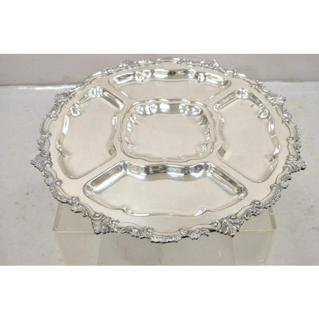 Vintage English Victorian Silver Plated Revolving Vegetable Serving Platter Tray For Sale In Philadelphia - Image 6 of 12