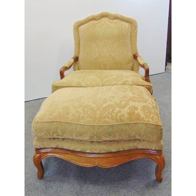 Late 20th Century Baker Country French Lounge Chair & Ottomana Pair Chairish