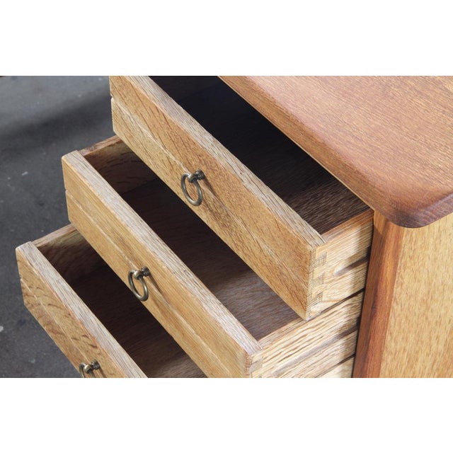 Mid-Century Oak Writing Desk with 6 Drawers and Open Back in the style of Henning Kjærnulf, 1960s For Sale - Image 14 of 18