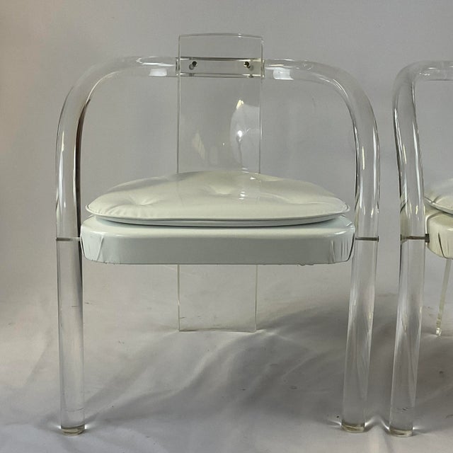 1970s Charles Hollis Jones Lucite & Patent Leather Dining Table & Chairs for Hill Manufacturing - 5 Pcs Set For Sale - Image 6 of 12