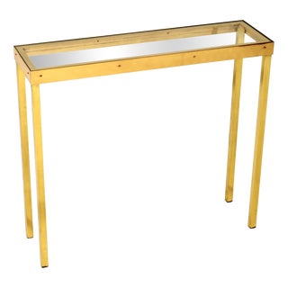 Vintage Brass and Glass Console Table, 1970s For Sale