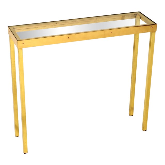 Vintage Brass and Glass Console Table, 1970s For Sale