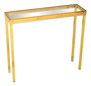 Vintage Brass and Glass Console Table, 1970s