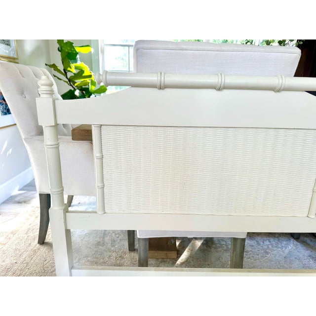 Hollywood Regency Pair of Vintage Faux Bamboo Pagoda White Headboards For Sale - Image 3 of 4