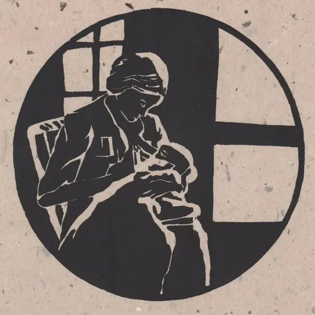 Figurative 1970s Mother and Child Woodcut on Handmade Paper For Sale - Image 3 of 3