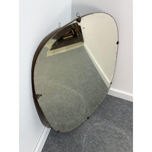 Vintage Wall Mirror with Metal Inserts, Italy, 1940s For Sale - Image 9 of 17