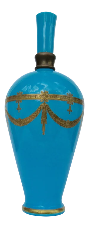Monumental (Baccarat Attr.)- 19th C. French Blue Opaline & Gold Grand Palais Vase