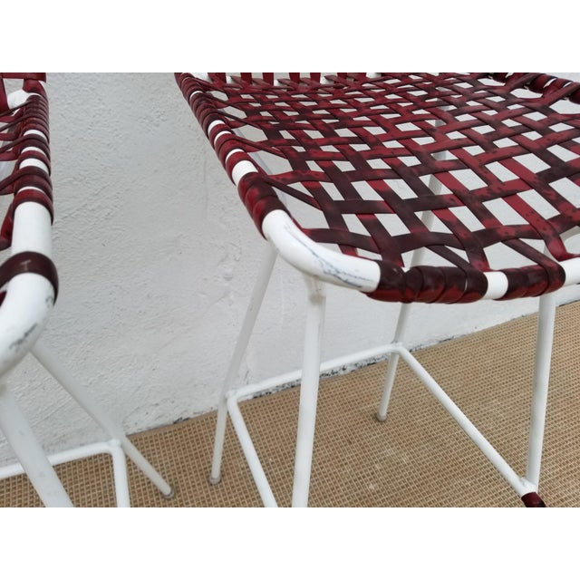 Vintage Italian Red Vinyl Strap Bar Stools a Pair Chairish