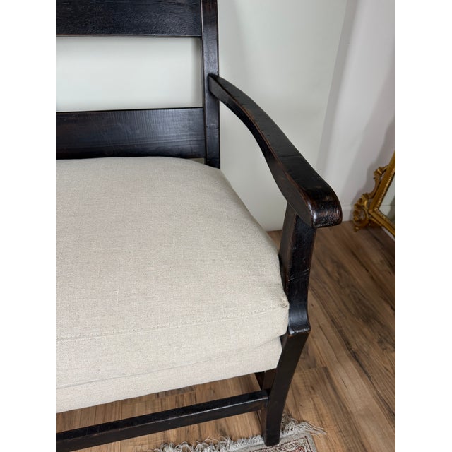 Antique English Oak Three-Seat Bench, Late 19th Century For Sale - Image 10 of 10