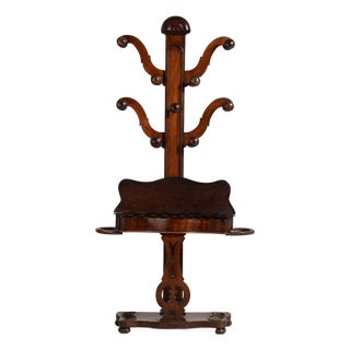 19th Century United Kingdom Victorian Brown Mahogany Coat Rack For Sale