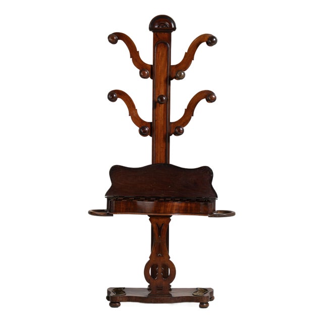 19th Century United Kingdom Victorian Brown Mahogany Coat Rack For Sale