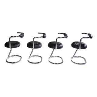 Black Cobra Chairs by Giotto Stoppino, Italy, 1970s, Set of 4 For Sale