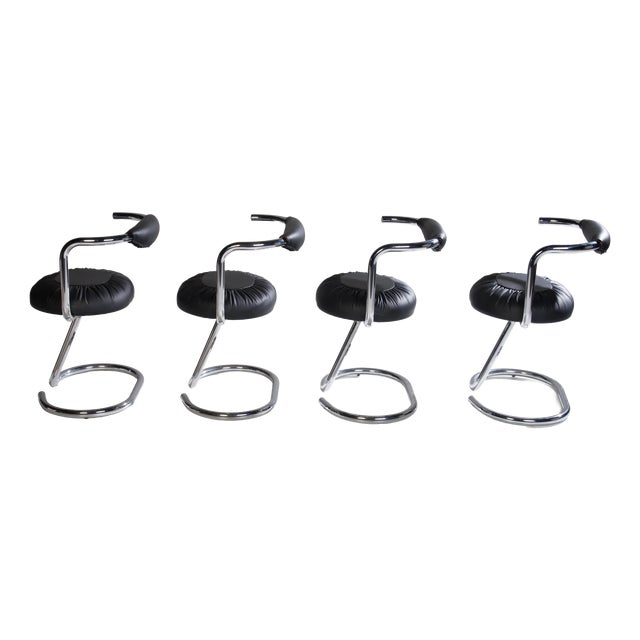 Black Cobra Chairs by Giotto Stoppino, Italy, 1970s, Set of 4 For Sale