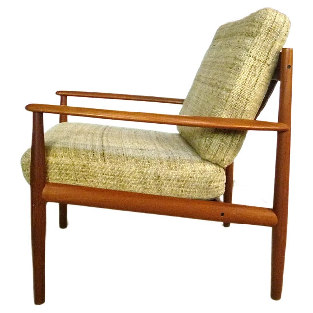 Danish Teak and Wool Easy Chair by Grete Jalk for Cado, 1960s For Sale