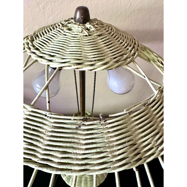 1940s Heywood Wakefield Arts & Crafts Wicker Table Lamp For Sale In Denver - Image 6 of 12