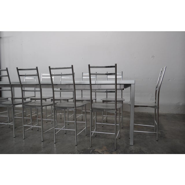 Bagutta Table and Chairs in Aluminum by Opera Design for Ycami, 1980s, Set of 13 For Sale - Image 10 of 14