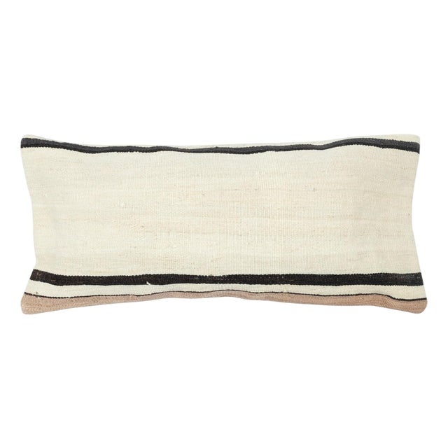 12"x28" Handwoven Turkish Kilim Cushion Cover. Throw Pillow. Lumbar Pillow Cover For Sale